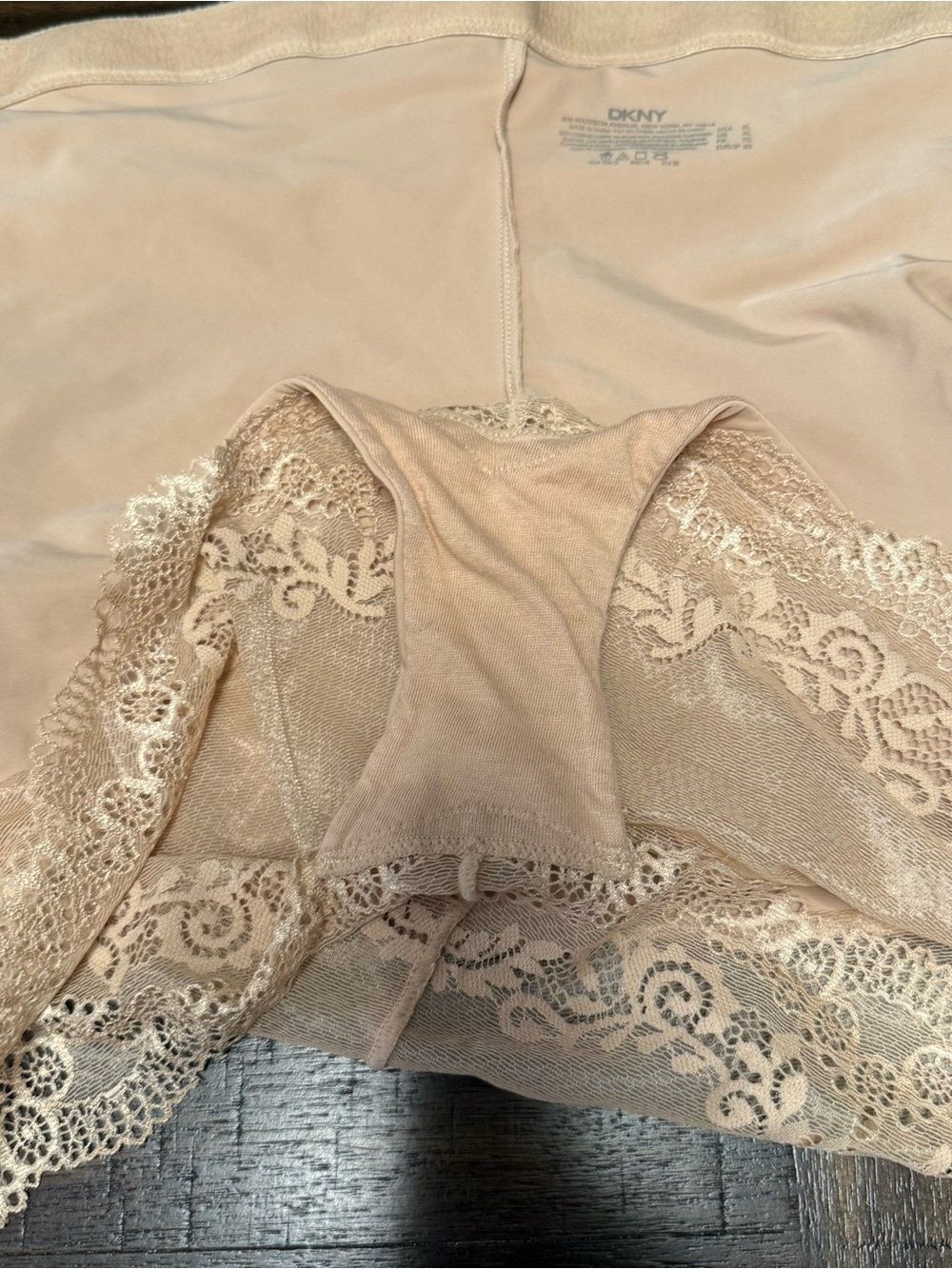 DKNY Nude High Waist Shaping Brief Panty Lace Trim Shapewear XL - Picture 5 of 6